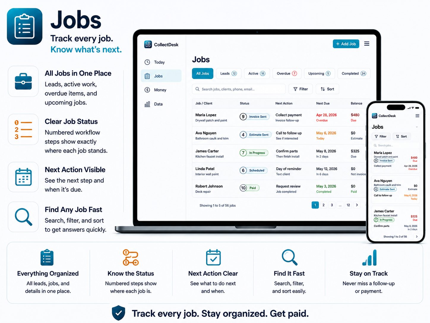 CollectDesk Jobs tab screenshot thumbnail